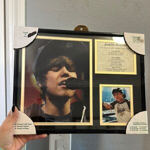Justin Bieber Black and Gold Framed Memorabilia Display